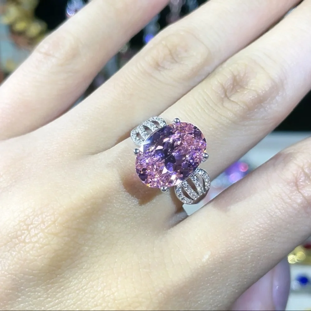 **💎 Stunning 10ct Pink-Purple "Pigeon Egg" Lab-Grown Diamond Ring 💎** - Picture 1 of 1